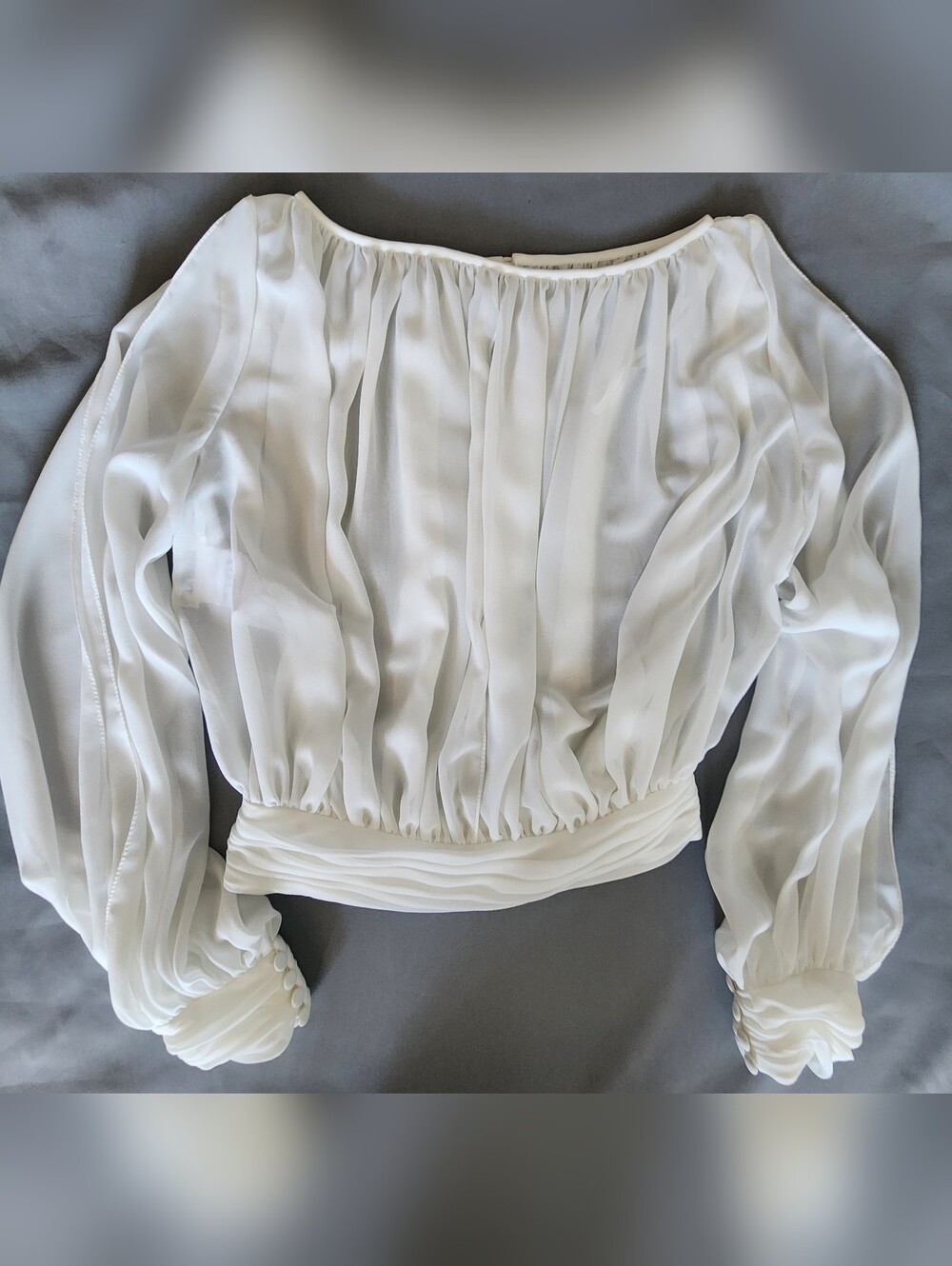 La Sposa Pronovias Sheer White Chiffon Bridal Torera Bolero Jacket Sz 4 / 34